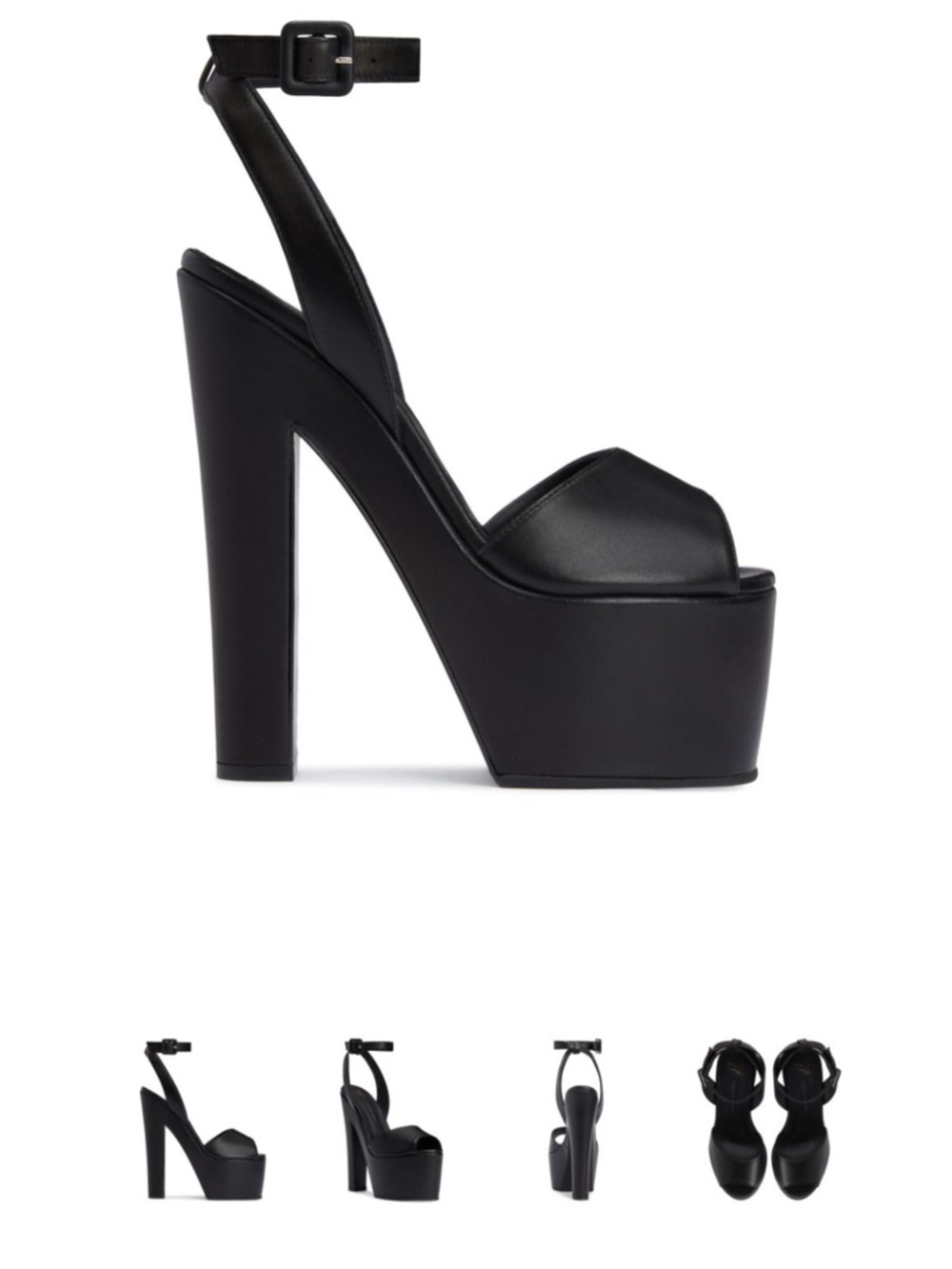 Giuseppe Zanotti Black Leather Platform Ankle-Strap Sandals
